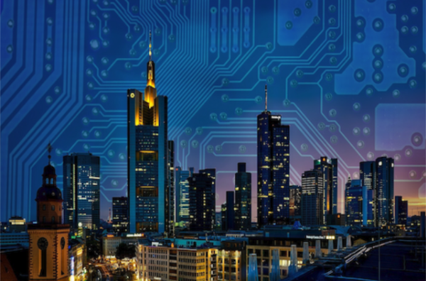 A digital city illustration