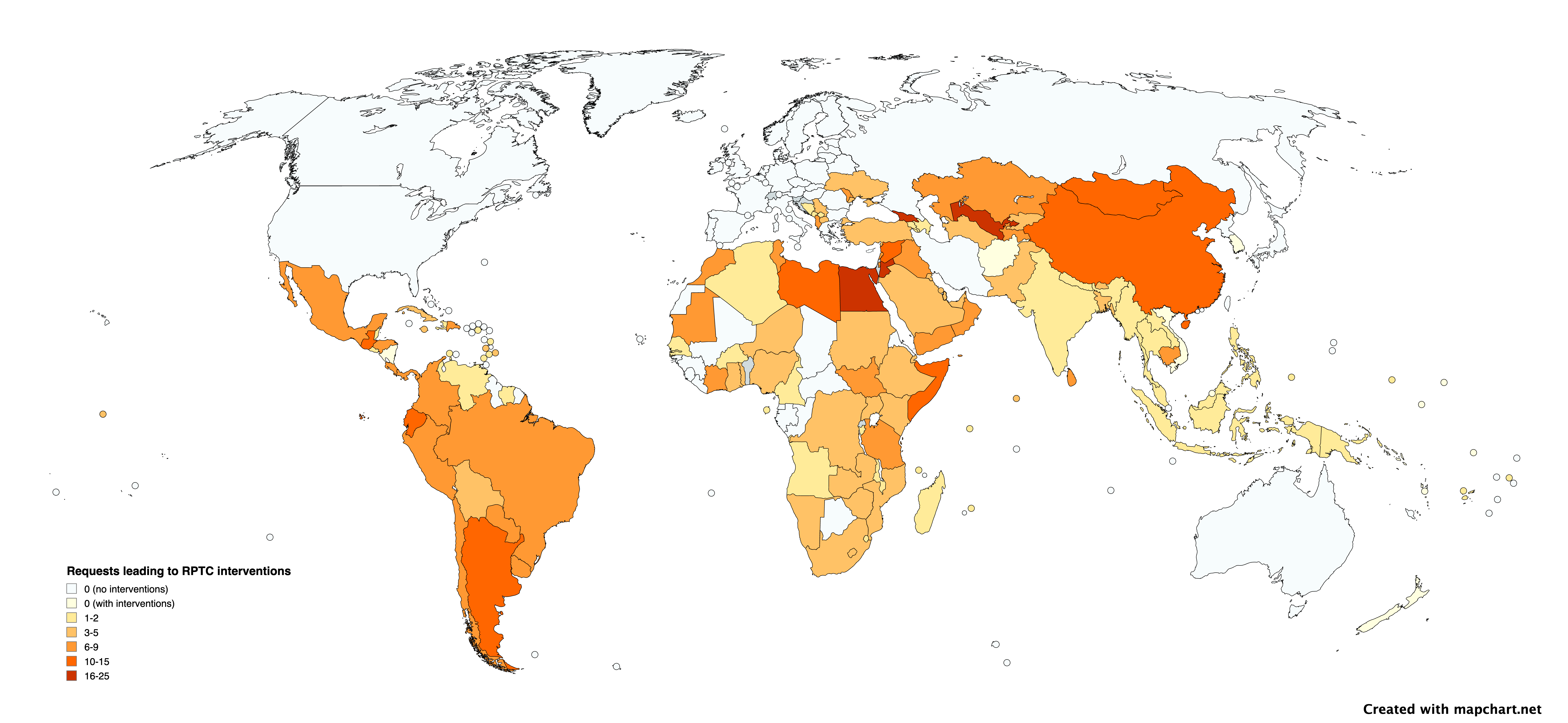 RPTC countries support across all Implementing Entities in 2023.